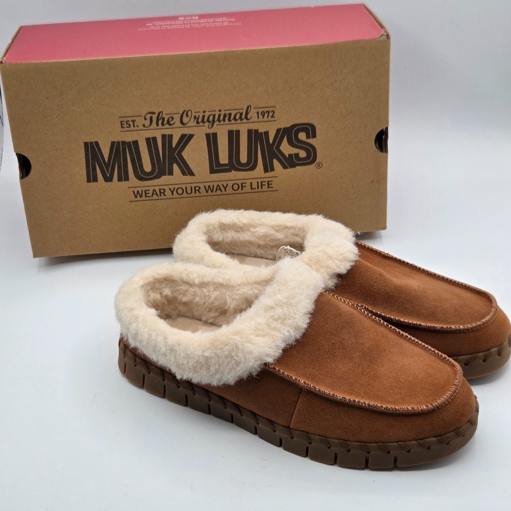 Men's Muk Luks Slippers -‎ Cognac Brown - Size 10